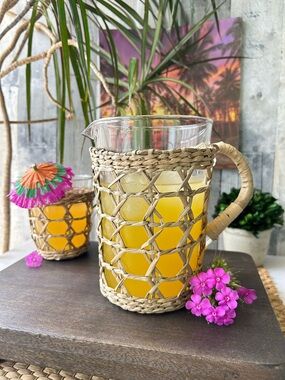 🌴 Tropical Woven Rattan Beverage Glass Pitcher 43.95oz | Threshold | Target